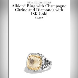 David Yurman Albion Ring 11mm Champagne Citrine and Diamonds